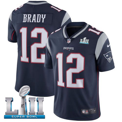 Men New England Patriots #12 Brady Blue Limited 2018 Super Bowl NFL Jerseys->->NFL Jersey